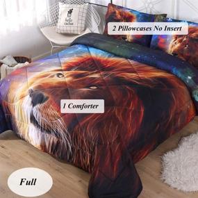 img 4 attached to Blue Galaxy Lion Head Comforter Bedding Sets Full 3 Pcs - Boys, Girls, Kids - Quilted Bedspread Coverlet with Pillowcases - Warm Lion Head Design