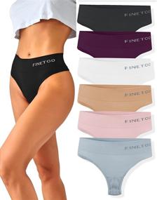 🩲 FINETOO 6 Pack High Waist Thongs for Women, Nylon…