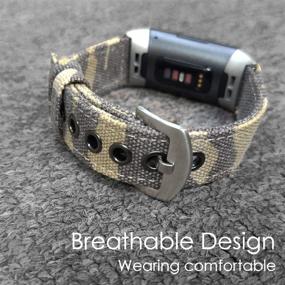 img 1 attached to 👌 Stylish Camouflage Band Strap for Fitbit Charge 3/Charge 4 - YOOSIDE Woven Canvas with Stainless Steel Clasp Wristband