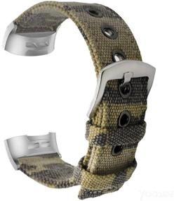 img 2 attached to 👌 Stylish Camouflage Band Strap for Fitbit Charge 3/Charge 4 - YOOSIDE Woven Canvas with Stainless Steel Clasp Wristband