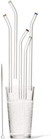 img 3 attached to 🥤 Better Houseware's Colorful Reusable Glass Straws: Set of 5 with Cleaning Brush – Ideal for Hot and Cold Drinks, Smoothies, Teas, and more!