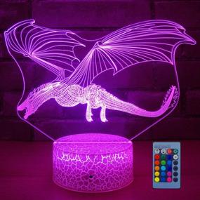 img 4 attached to 🐉 HYODREAM DragonToys Dragon Gifts Kids Night Light - 16 Colors, Remote Control, 3D Optical Illusion Lamp - Perfect Gifts for Boys and Girls on Birthdays or Holidays