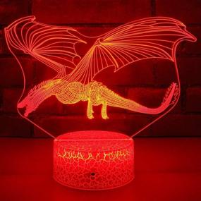 img 2 attached to 🐉 HYODREAM DragonToys Dragon Gifts Kids Night Light - 16 Colors, Remote Control, 3D Optical Illusion Lamp - Perfect Gifts for Boys and Girls on Birthdays or Holidays