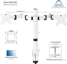 img 3 attached to 🖥️ VIVO White Dual 13 to 27 inch LCD LED Monitor Desk Mount Stand - Enhanced Ergonomics, Adjustable Arms for 2 Screens - STAND-V002W