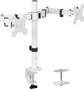 img 4 attached to 🖥️ VIVO White Dual 13 to 27 inch LCD LED Monitor Desk Mount Stand - Enhanced Ergonomics, Adjustable Arms for 2 Screens - STAND-V002W