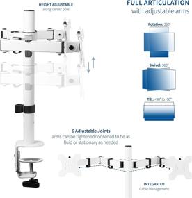 img 2 attached to 🖥️ VIVO White Dual 13 to 27 inch LCD LED Monitor Desk Mount Stand - Enhanced Ergonomics, Adjustable Arms for 2 Screens - STAND-V002W