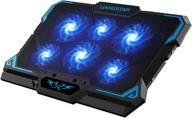 🖥️ laptop cooling pad with 6 quiet led fans for 15.6-17 inch laptops - portable usb powered gaming cooling pad stand with ultra slim design and adjustable fan speed control logo