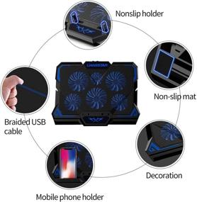 img 1 attached to 🖥️ Laptop Cooling Pad with 6 Quiet LED Fans for 15.6-17 Inch Laptops - Portable USB Powered Gaming Cooling Pad Stand with Ultra Slim Design and Adjustable Fan Speed Control