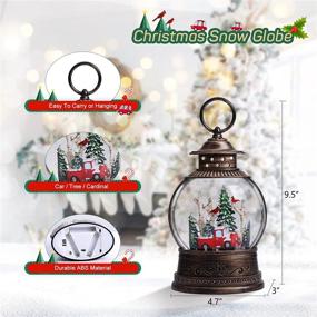 img 3 attached to Christmas Snowglobe Musical Lantern with Cardinal Decoration - Glitter Lantern Christmas Lamp, USB/Battery Powered, 8 Songs, 6H Timer