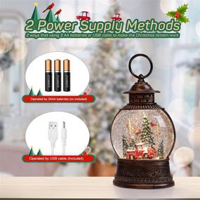 img 1 attached to Christmas Snowglobe Musical Lantern with Cardinal Decoration - Glitter Lantern Christmas Lamp, USB/Battery Powered, 8 Songs, 6H Timer