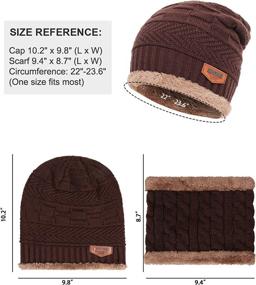 img 1 attached to 🧣 Warm Knit Hat Scarf Set with Thick Fleece Lining for Men and Women - Winter Beanie Cap and Neck Warmer