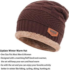 img 3 attached to 🧣 Warm Knit Hat Scarf Set with Thick Fleece Lining for Men and Women - Winter Beanie Cap and Neck Warmer