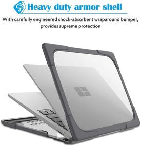img 2 attached to 💼 ProCase Hard Shell Protective Cover for 15-inch Microsoft Surface Laptop 4/ Surface Laptop 3, Heavy Duty Case with Fold Kickstand - Grey