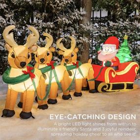 img 2 attached to 🦌 9ft Lighted Inflatable Santa Claus Sleigh & Reindeer Christmas Decoration - Perfect for Yard, Garden, Driveway, or Large Room. Comes with Heavy-Duty Stakes and Electric Fan Blower.