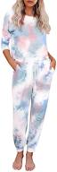 🌈 asvivid women's tie dye long sleeve tops and pants pajama set, joggers pj sets for nightwear and loungewear logo