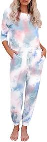 img 4 attached to 🌈 Asvivid Women's Tie Dye Long Sleeve Tops and Pants Pajama Set, Joggers PJ Sets for Nightwear and Loungewear