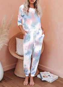 img 3 attached to 🌈 Asvivid Women's Tie Dye Long Sleeve Tops and Pants Pajama Set, Joggers PJ Sets for Nightwear and Loungewear