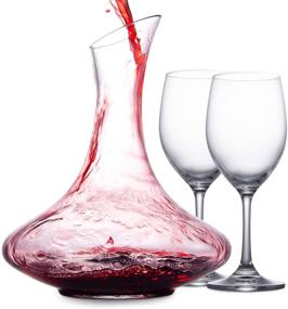 img 4 attached to 🍷 Mafiti Wine Decanter Aerator Crystal Glass Wine Carafe Bundle with 2 Red Wine Glasses, Perfect Christmas Wine Gift Set (56 OZ)