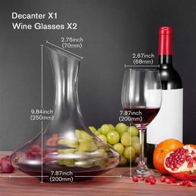 img 3 attached to 🍷 Mafiti Wine Decanter Aerator Crystal Glass Wine Carafe Bundle with 2 Red Wine Glasses, Perfect Christmas Wine Gift Set (56 OZ)