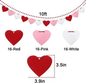 img 3 attached to 💖 Pre-Strung Felt Heart Garland Banner for Valentine's Decor - Red Pink White Valentines Banner for Anniversary, Wedding, and Birthday Party Decorations - Outdoor Home Hanging Valentines Decor