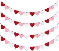 💖 pre-strung felt heart garland banner for valentine's decor - red pink white valentines banner for anniversary, wedding, and birthday party decorations - outdoor home hanging valentines decor logo