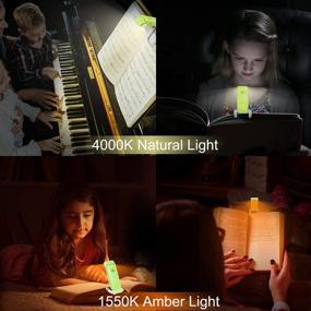 img 1 attached to Kids' Rechargeable Clip-on Book Light with Adjustable Brightness for Eye-Protection - Portable LED Bookmark Light in Bed, Warm White and Amber LEDs Night Reading Light for Bookworms