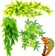 🌿 enhance your reptile habitat with 3 artificial reptile plants – plastic hanging terrarium decorations with suction cups for hermit crab lizards, geckos, and snakes logo