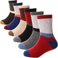 🧦 6 pairs of antsang kids wool hiking socks - warm thermal crew boot socks for toddlers boys girls - heavy cozy gift socks logo