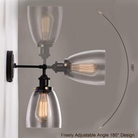 img 2 attached to Adjustable Industrial Wall Sconce Plug in Black | Modern Ceiling Light Fixture with Clear Glass Shade | Gladfresit 2-in-1 Design | On/Off Switch Cord | Indoor Living Room Lighting (Bulb Not Included)