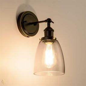 img 3 attached to Adjustable Industrial Wall Sconce Plug in Black | Modern Ceiling Light Fixture with Clear Glass Shade | Gladfresit 2-in-1 Design | On/Off Switch Cord | Indoor Living Room Lighting (Bulb Not Included)