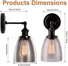 img 1 attached to Adjustable Industrial Wall Sconce Plug in Black | Modern Ceiling Light Fixture with Clear Glass Shade | Gladfresit 2-in-1 Design | On/Off Switch Cord | Indoor Living Room Lighting (Bulb Not Included)