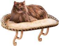 🐱 k&h pet products deluxe kitty sill with removable bolster tan/kitty print unheated - 14 x 24 inches: the ultimate window perch for your feline companion logo