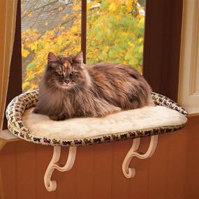 img 2 attached to 🐱 K&H Pet Products Deluxe Kitty Sill with Removable Bolster Tan/Kitty Print Unheated - 14 X 24 Inches: The Ultimate Window Perch for Your Feline Companion