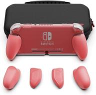 skull & co. gripcase lite bundle: premium comfort case with interchangeable grips [for all hand sizes] - nintendo switch lite- coral logo