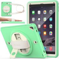 seymac drop-proof ipad 6th/5th generation case with 360 rotating stand, pencil holder, 📱 screen protector and strap - yellowish+light green, for ipad 6th/5th 2018/2017, air 2, pro 9.7 logo