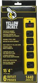 img 4 attached to Yellow Jacket 5138N Metal Surge 💡 Protector Strip - 6 Outlets, 15 Ft Cord