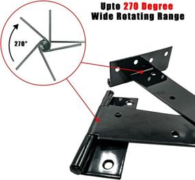 img 3 attached to 🚪 HLMOptimo Heavy Duty T Hinge Tee Hinge T Strap Hinge Shed Gate Barn Fence Door Wrought Rustproof - All Size Black (6 pcs, 6 inch)