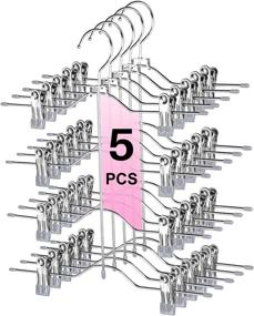 img 4 attached to Frezon Multi-Layer Pants Hangers: 4-Tier Skirt Hangers with Adjustable Clips, Non-Slip Space-Saving Closet Organizer - Heavy Duty 360° Swivel Hook - Ideal for Slacks, Trousers, and Jeans (Grey)