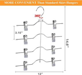 img 3 attached to Frezon Multi-Layer Pants Hangers: 4-Tier Skirt Hangers with Adjustable Clips, Non-Slip Space-Saving Closet Organizer - Heavy Duty 360° Swivel Hook - Ideal for Slacks, Trousers, and Jeans (Grey)