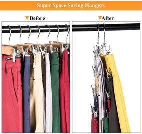 img 1 attached to Frezon Multi-Layer Pants Hangers: 4-Tier Skirt Hangers with Adjustable Clips, Non-Slip Space-Saving Closet Organizer - Heavy Duty 360° Swivel Hook - Ideal for Slacks, Trousers, and Jeans (Grey)