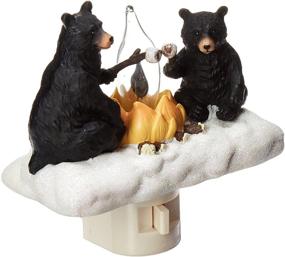 img 1 attached to 🐻 Roman Lights Exclusive Plug in Night Light: A Charming Scene of 2 Bears Roasting Marsh Mellows Around a Flickering Flame Camp Fire - 4.5-Inch Delight