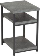 🪑 modern faux slate concrete side table with storage shelf logo