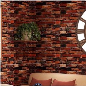 img 4 attached to 🔥 Yancorp 18"x120" Rust Red Brown Self-Adhesive Brick Wallpaper: Peel and Stick Wall Decor for Fireplace Backdrop, Door, Countertop Liners