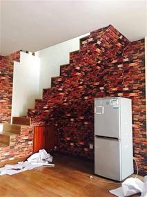 img 1 attached to 🔥 Yancorp 18"x120" Rust Red Brown Self-Adhesive Brick Wallpaper: Peel and Stick Wall Decor for Fireplace Backdrop, Door, Countertop Liners