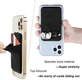 img 1 attached to 📱 Stretchy Lycra Phone Card Holder for Back of Phone: Adhesive Wallet Stick On Credit Card Pocket Sticker - Compatible with iPhone, Samsung - 3Pack (Black, Blue, Gray)