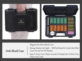 img 2 attached to 🎰 Premium 300 Poker Chips Set - Shock Resistant Case, 2 Tones Monte Carlo Poker Chips (14g Clay Poker Chips with Denominations, Casino Chips), 100% PVC Cards, Cut Cards, Blackjack Set