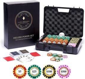 img 4 attached to 🎰 Premium 300 Poker Chips Set - Shock Resistant Case, 2 Tones Monte Carlo Poker Chips (14g Clay Poker Chips with Denominations, Casino Chips), 100% PVC Cards, Cut Cards, Blackjack Set