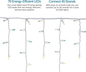 img 2 attached to 🎄 NOMA LED Christmas Icicle String Lights: 70 Mini Multi-Color Bulbs for Indoor & Outdoor Decor, 6.5 Ft. White Wire Strand