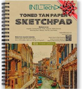 img 4 attached to 📒 Toned Tan Sketch Book – 9x12 Inches, 70 Sheets, Spiral Bound Drawing Paper Pad – Ideal for Kids and Adults, Fine Tooth Surface, 107 lb/175gsm