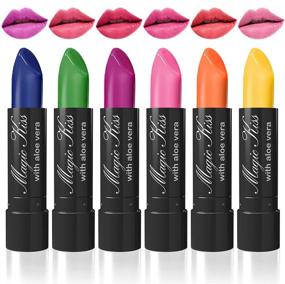 img 4 attached to 💄 Set of 6 Color Changing Aloe Vera Lipsticks: Magic Kiss, Made in USA (Colors of Aloha 1)